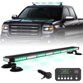 XRIDONSEN 37 Inch 104 LED Roof Top Green White Emergency Lights Magnetic Traffic Advisor Strobe Light Bar Double Side Warning Flashing Safety Lights for Firefighter Vehicles POV Fire Trucks Pickup