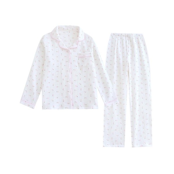 codcm Womens Cotton Gauze Pajama Set Floral Print 2 Piece
