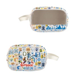 VAMSII Greek Souvenir Gift Greece Travel Toiletry Cosmetic Bag Greek Island Gift Greece Lover Gift Greek Tourist Makeup Bag (USGreeceToiletry)