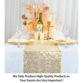 ShinyBeauty Dining Table Runners 10 Packs of 12 X 108 Sequin Table Runner Light Gold Coffee Table Runner Christmas Table Runner 108 Inches Long for Outdoor Thanksgiving Kitchen Party Wedding Dining
