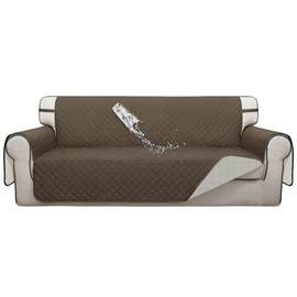 ISSUNTEX Double Protection 100% Waterproof Sofa Covers for Living Room, Couch Covers for 3 Cushion Couch Sofa, Reversible Furniture Protector Sofa Cover for Dogs, Pets, Kids (Sofa, Camel/Ivory)