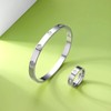 Silver Friendship Love Bracelet with Ring Jewelry Set for Women