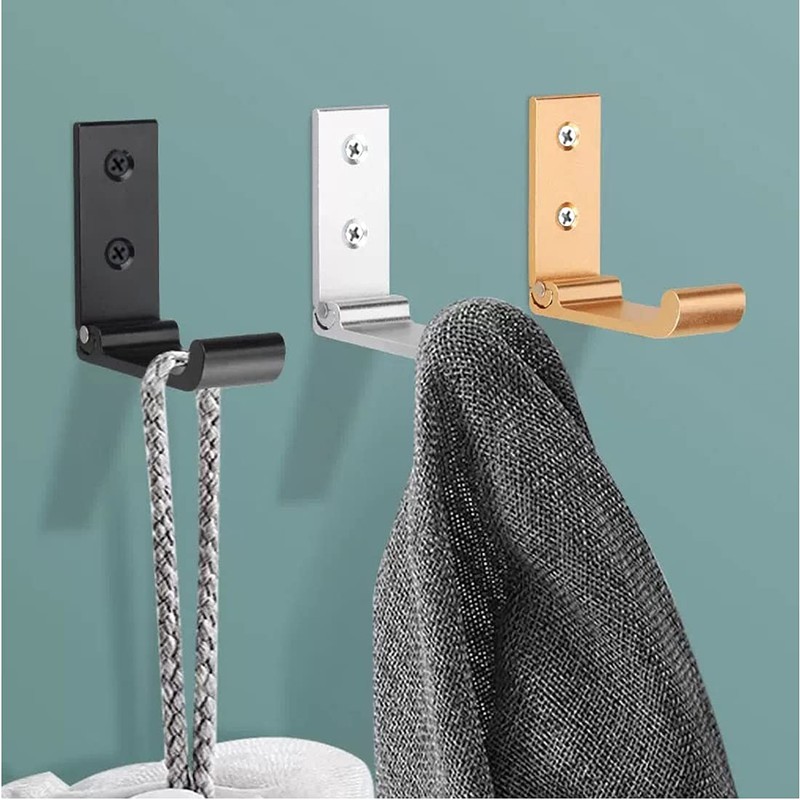 Folding Coat Hooks, Matte Black Wall Hooks for Hanging Coats