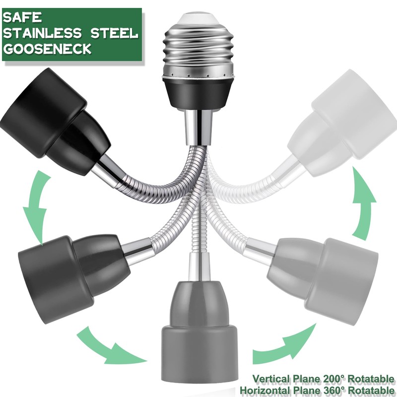 3 Prong Outlet Light Socket Adapter,Light Bulb to Outlet Socket
