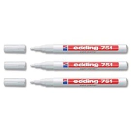 Edding 751 Paint Marker Xylene and Toluene-Free Bullet Tip 1-2mm Line White Ref [Pack of 10]