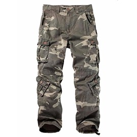 AKARMY Men's Casual Cargo Pants Military Army Camo Pants Combat Work Pants with 8 Pockets(No Belt) 3357 C34 Camo 40
