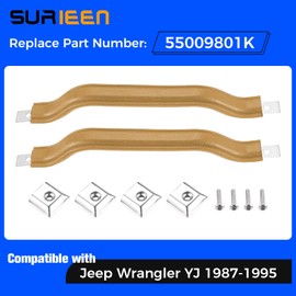 SURIEEN 55009801K Interior Door Handle Pull Strap Kit, Brown Front Left Driver and Right Passenger Side Handle Pull Compatible with Jeep Wrangler YJ 1987-1995 (2 Pack)