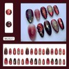 Mkwntg 24Pcs Red Black French Tip Press on Nails Medium