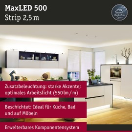 Paulmann 70549 LED Stripe MaxLED 500 Warm White 2.5 m 15 W 1375 lm 2700 K IP44 Dimmable Light Strip Silver Plastic