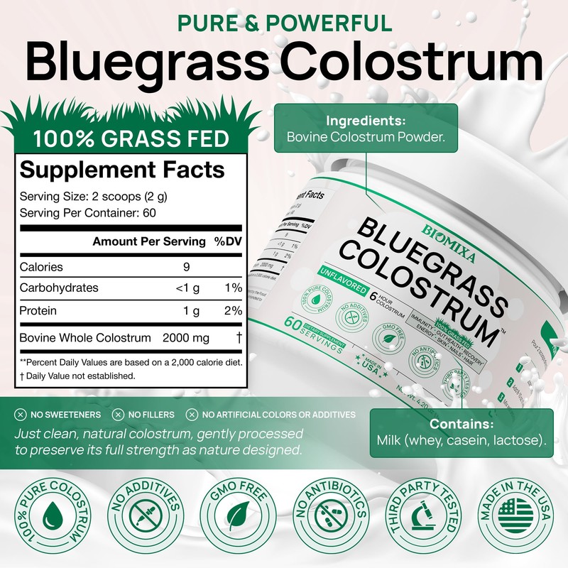 Bovine Colostrum Supplement - 100% Pure Whole Colostrum Powder -