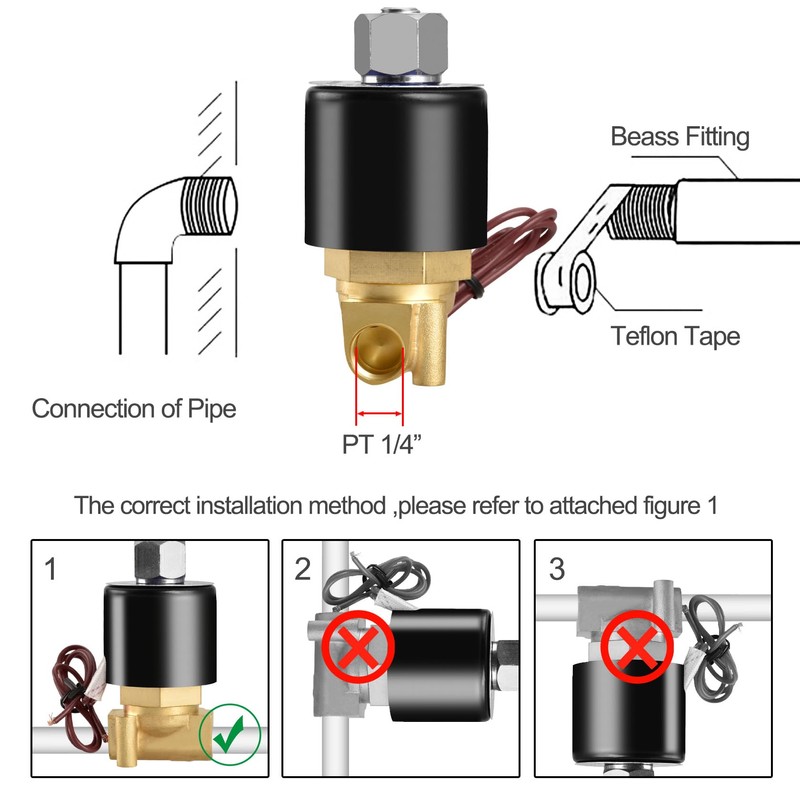Heschen Brass Solenoid Valve 2W-025-08K Direct Acting 24V PT1/4 Normally