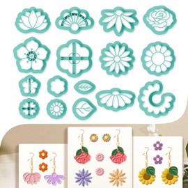 beinkmake 16Pcs Mini Flower Polymer Clay Cutters Daisy Rose Clay Earrings Cutters Cute Polymer Jewelry Cutter for Earrings Making Birthday Party DIY Supplies