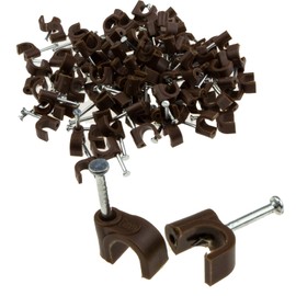 Round Brown 6 mm Cable Clips Secure Fasteners Cable [Pack of 100] [6mm]
