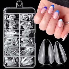 240pc Almond Gel Nail Tips Short Fake Nails Clear Press ons Nail, Extra Short Almond Nails Tips Acrylic Nails Extension Soft Gel Nails Tip Full Cover XS False Nail Clear Artficial Fingernails