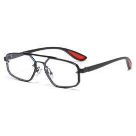 JOVAKIT Fashion Metal Frame Blue Light Blocking Glasses for Men, Vintage Square Retro Fake Clear Glasses (Black)