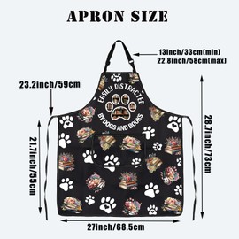 PLITI Book Apron Dog Lover Kitchen Apron Dog Mom Gift Bookworm Gift Easily Distracted By Dogs And Books Animal Themed Apron (Distracted dog book apronU)