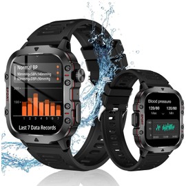 MERTTO Reloj Inteligente Mujer Hombre Smartwatch, Impermeable IPX67, Monitor De Frecuencia Cardíaca/Oxígeno en Sangre/Presión Arterial, Múltiples Modos Deportivos, Monitor De Calorías (Negro)