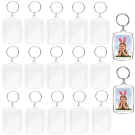 Acrylic picture Keychain, Granmagazz 20 Pcs Blank Photo Keychain Keyring Acrylic Photo Insert Keychain Rectangle DIY Gift Acrylic picture Keychain