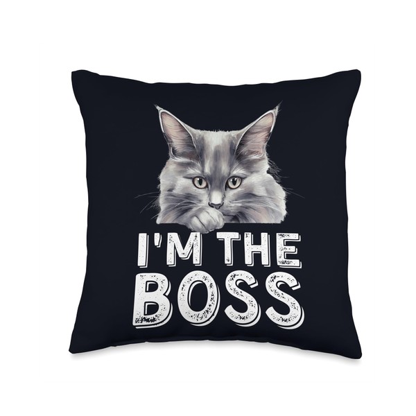 I'm The Boss Funny Nebelung Cat Lovers & Owners Throw