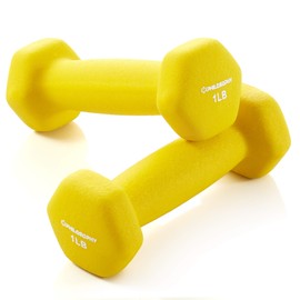 Philosophy Gym Neoprene Dumbbell Hexagon Hand Weights, 1 lb Pair - 2 lb Total