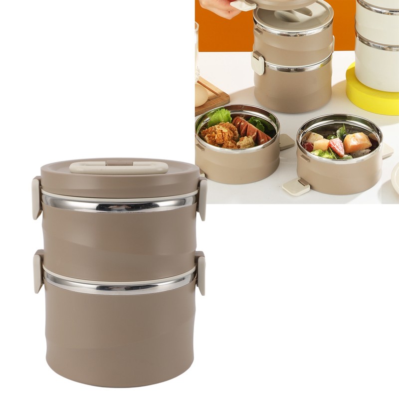 Insulated Food Container 304 Stainless Steel PP Stackable Portable Round