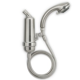 WaterChef Handheld Shower Filter System SF-7C (Brushed Nickel) - Deluxe Adjustable Wand, Advanced Filtration for Superior Chlorine Reduction - NSF/ANSI Certified: 96.6% of Chlorine, 10,000 Gal., USA