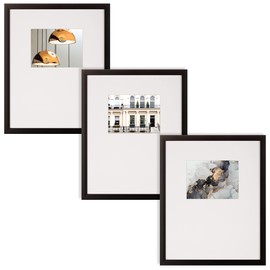Instapoints Gallery Wall 8x10 Picture Frame Set with Hanging Template, Set of 3, Black