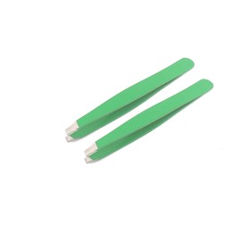 AAProTools Slant Tweezers, Stainless Steel Precision Tweezers for Ingrown Hair, Eyebrow and Hair Remover 2 Pieces (Green)