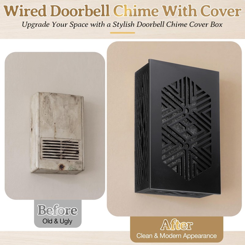 Doorbell Chime Box Wired with 16V 10VA Wired Mechanical, Black,