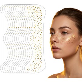 12Pzs Tatuajes Temporales de Pecas con Purpurina Dorada, Mujeres Impermeables, Resistente al Agua, Persistente, Para Festivales, Fiestas y Carnavales