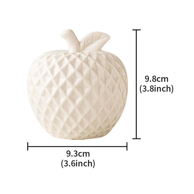 WeiLaiKeQi Ceramic Apple Sculpture - Minimalist Home Decor Accent, White,