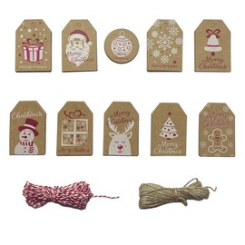 Christmas Gift Tags, Pack of 102 Kraft Paper Gift Tags Labels 5 x 7.5 cm Small Paper Christmas Tags for Gifts Packaging Décor