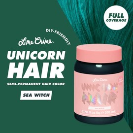 Lime Crime Unicorn Hair Dye, Sea Witch - Rich Teal Fantasy Hair Color - Full Coverage, Ultra-Conditioning, Semi-Permanent, Damage-Free Formula - Vegan