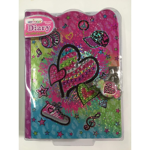 Hot Focus Diary with Lock and Key, 300 Lined Pages (Heart, 300)