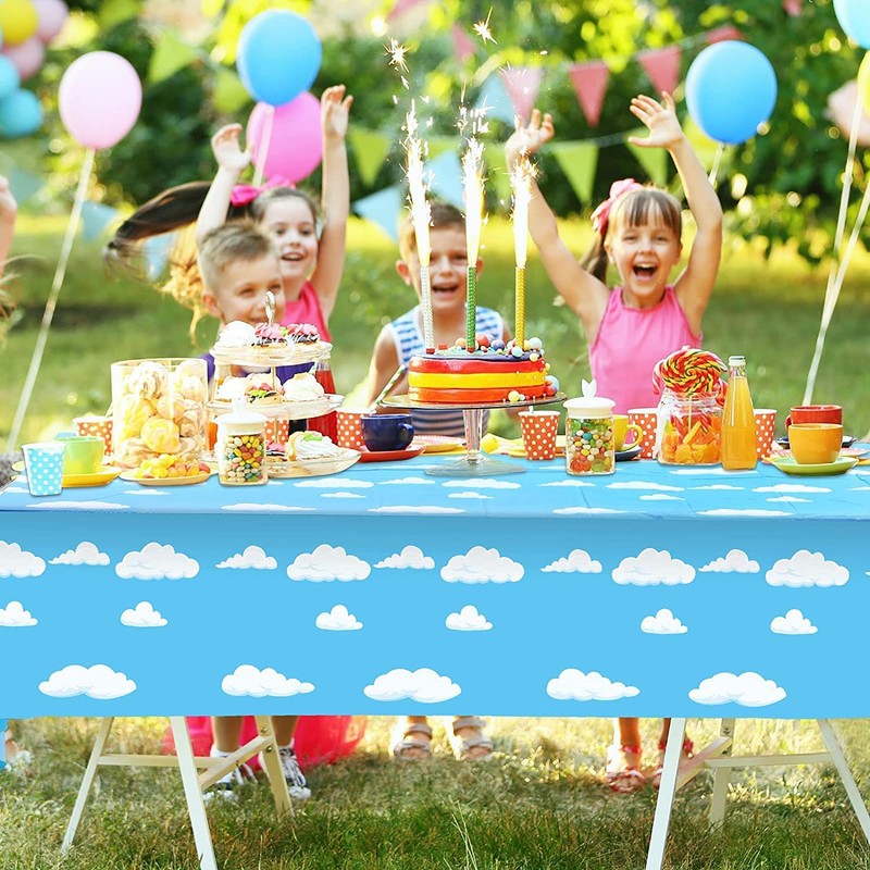 Blue Party Table Cloth Plastic Table Cover 274 x 137
