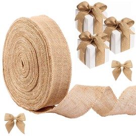 Pack of 2 Jute Ribbon 10 Metres Wide, 2 cm Vintage Gift Ribbon, Jute Hessian Craft Ribbon, Vintage Decorative Ribbon, Jute Ribbon, Gift Ribbon Wide for DIY Crafts, Christmas Decoration, Wedding