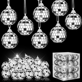 Lenwen 100 Pcs Mini Disco Ball Ornaments Bulk Hanging Decorations 70s Reflective Mirror Ball for Disco Party Supplies Wedding Birthday Stage Props(2 Inch)