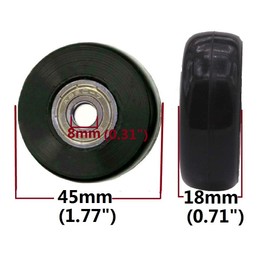 ORO 1 Pair Luggage Wheels Replacement 45mm Case Wheels with 8mm(0.31") Bearings Wheels for Suitcase and Inline Outdoor Skate and Caster Board (45mm)