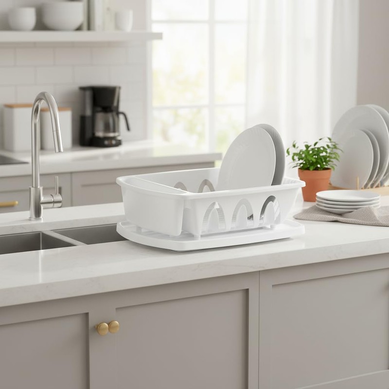 Tribello Sink Dish Drying Rack, Large Heavy Duty Hard Plastic