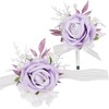 LEIZHENZI Wedding Corsage & Boutonniere Set, Wrist Corsage Wristlet with