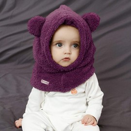 Baby Girls Winter Hat Boys Warm Scarf Hat Kids Thick Earflap Hood Cap with Ear 6M-7T (Purple, M)