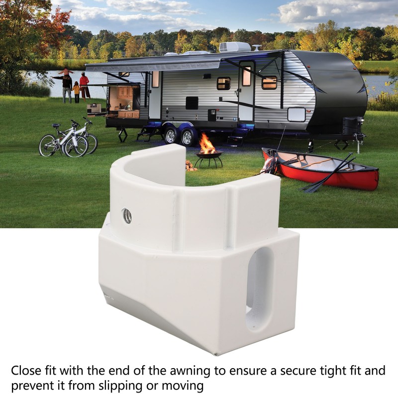 RV Awning End Plug White Solid Aluminum Durable Easy Installation
