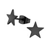 Bungsa Unisex Black Star Stud Earrings Made of 316L Stainless