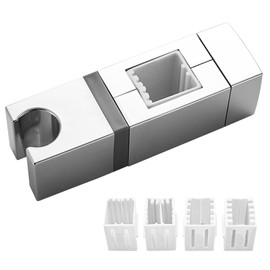 Shower Head Holder, Adjustable Replacement Square Shower Holder, Shower Bracket Accessories for Bathroom, No Removal of Shower Rail Shower Handset Holder for Any Rail(Silver)