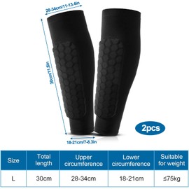1Pair Ski Shin Guards, Honeycomb Compression Sleeve Pads Antislip Football Shin Guards for Boys, Lightweight Shin Defender with Foam, Sports Crashproof Shin Pad Socks for Kids Youth and Aldult (L)