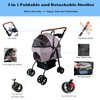 Pet Stroller with Storage Basket and Cup Holder, Folding Dog