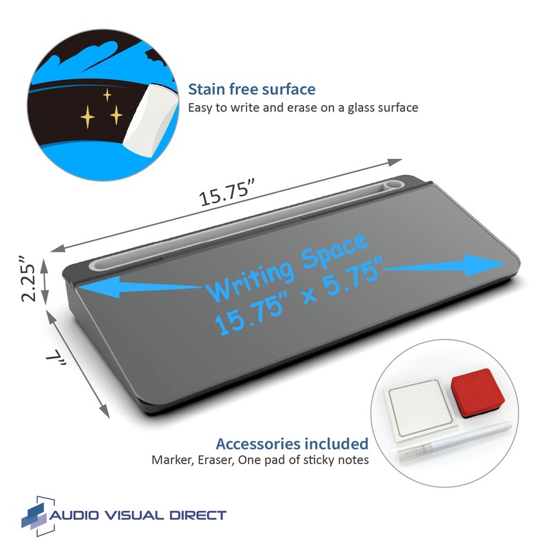 Audio-Visual Direct - Glass Desktop Computer Keyboard Whiteboard Notepad Set,