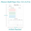 Yaridar Weekly Planner Refills for A5 Binders - 53 Sheets/106