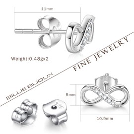 Billie Bijoux Women 925 Sterling Silver Infinity Dangle Drop Earrings Studs Infinity Love Round Cut CZ Diamond Jewelry Women Girls Gift (Studs)