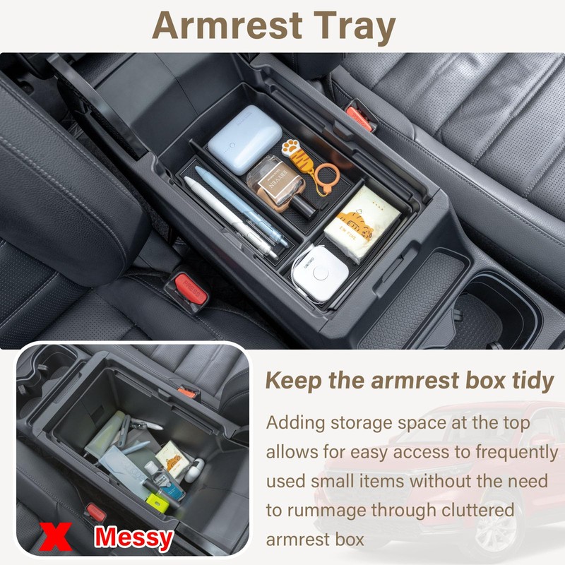 RAVOTOM 2PCS Center Console Organizer Tray and Armrest Storage Box